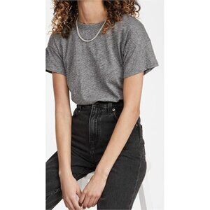 Madewell Whisper Cotton Rib Crewneck Tee Heather Iron ( S )